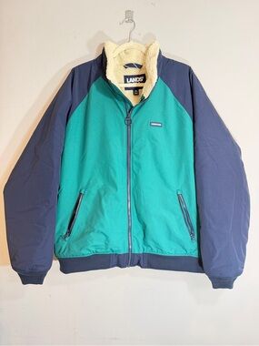 Lands Ens 90s fleece lined bomber squall zip front jacket teal navy size Xl NEW!